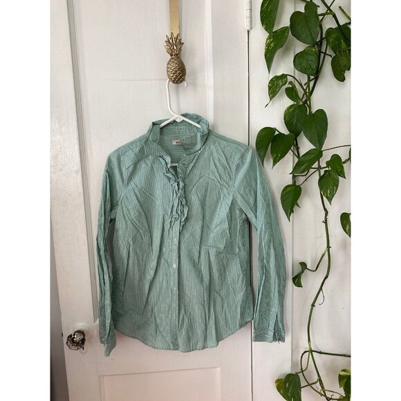 Old Navy size medium green striped button-down shirt - Picture 1 of 8